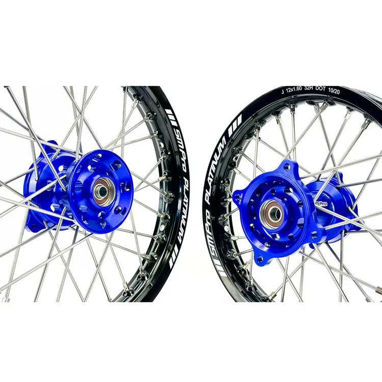 SM Pro Platinum Wheel Set - Yamaha - Blue Hub Black Rim - Image 3